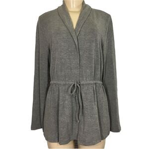CUPCAKES & CASHMERE GRAY OPEN FRONT TIE WAIST‎ LONG SLEEVE CARDIGAN L MINIMALIST